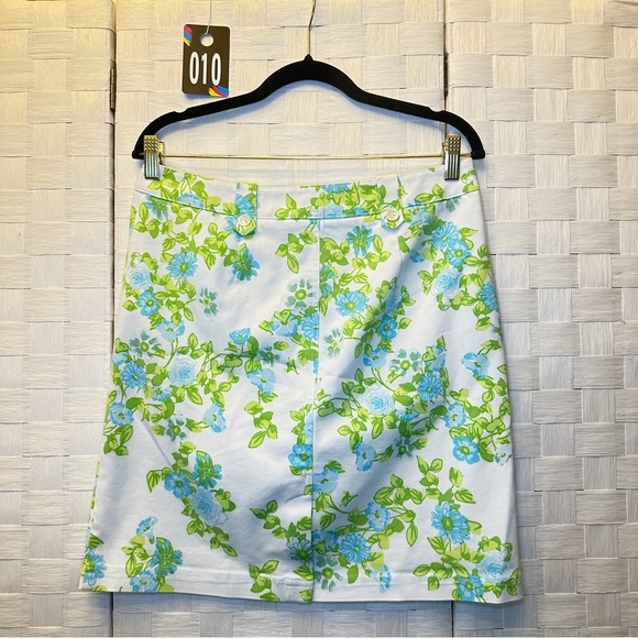 J. McLaughlin‎ Floral Mini Skirt Blue Green White Preppy Casual Skirt Size 8 - Picture 7 of 15